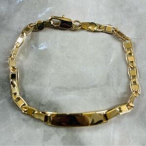 6.5in Oro Laminado 18K ID link Bracelet Women Gold Tone